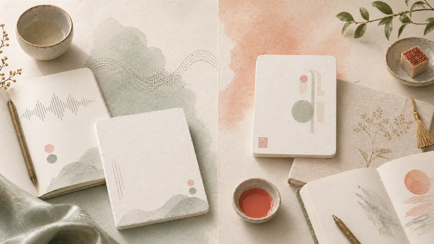 A language notebook and creative profile card showing different use cases.