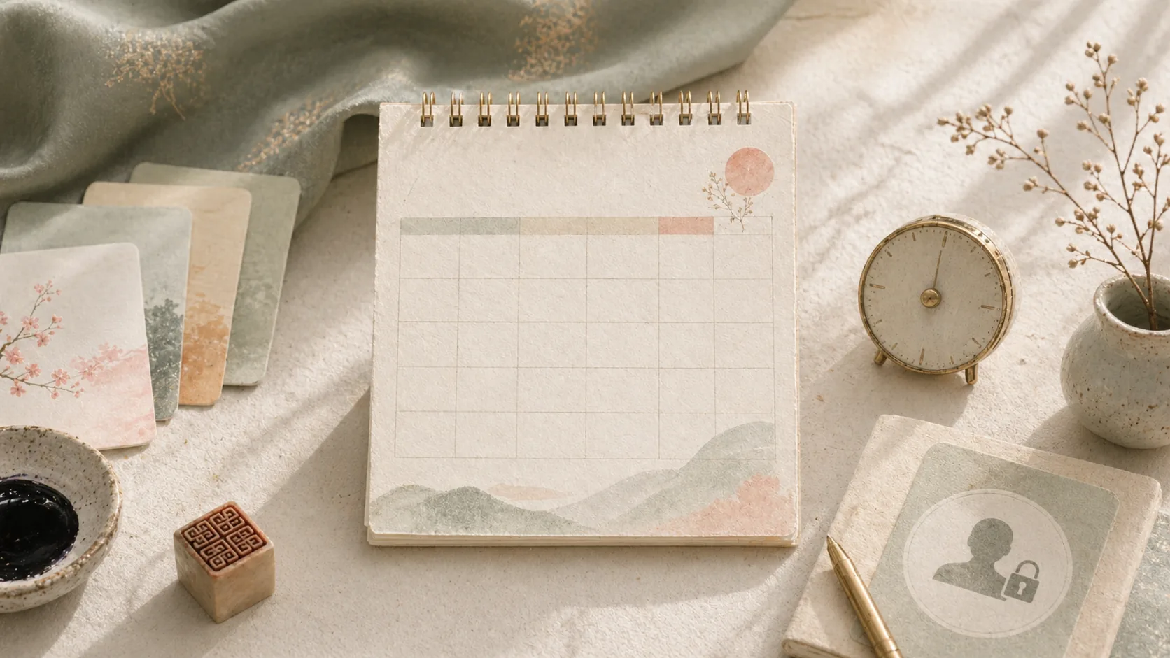 A blank calendar card and timepiece shape representing optional birth information.